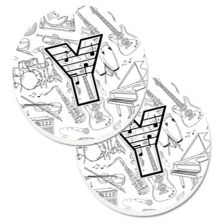 Carolines Treasures Letter Y Musical Note Letters Set of 2 Cup Holder Car Coaster CJ2007-YCARC